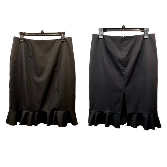 Trina Turk BLACK Pencil Skirt Flounce Hem | STRETCH | size 6 - Picture 4 of 9